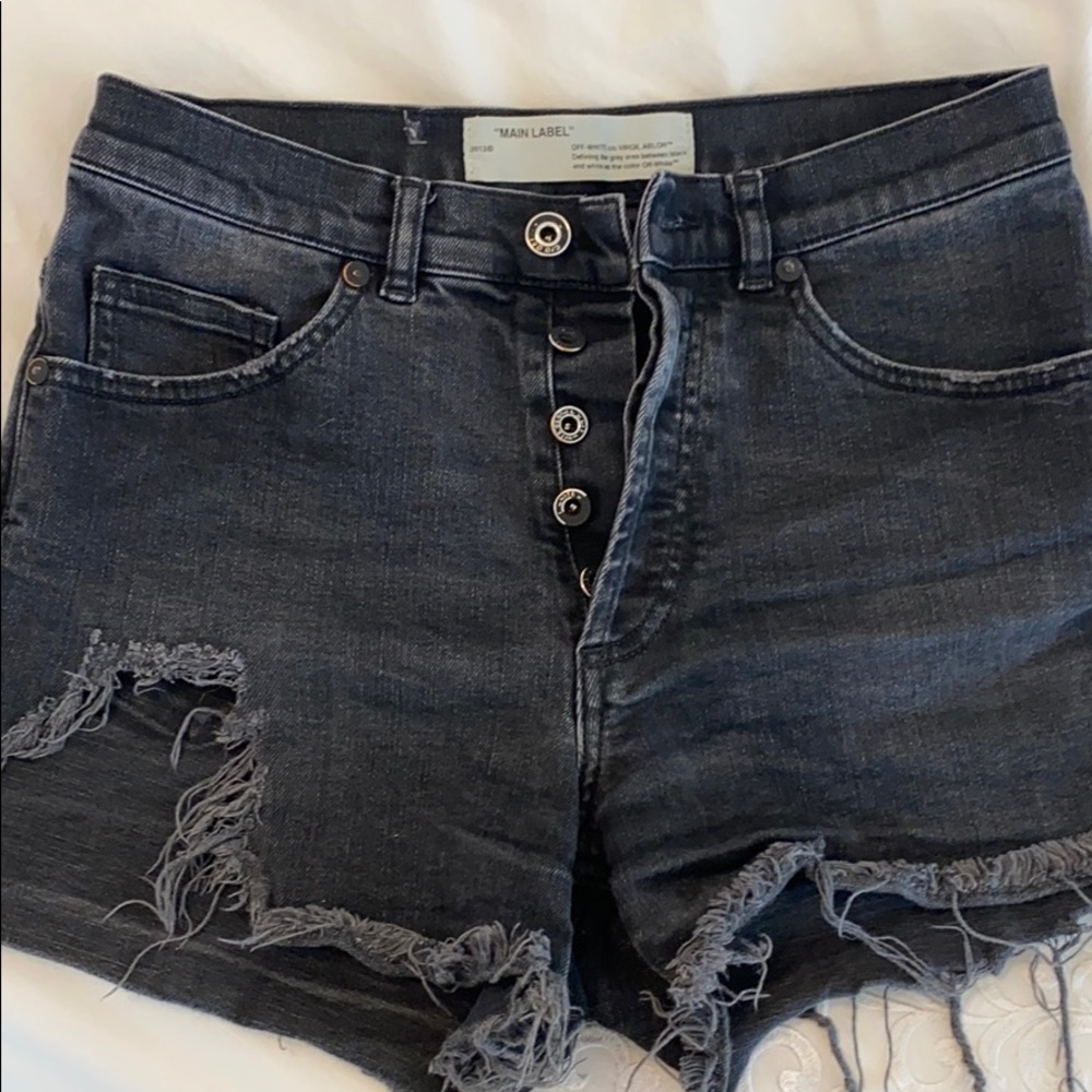 OFF-WHITE Black Denim Jean Shorts Virgil Abloh